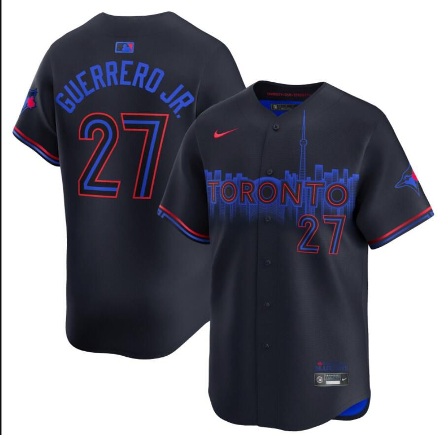2024 Men Toronto Blue Jays #27 Vladimir Guerrero Jr. City Connect Nike Dri-FIT MLB Limited black Jersey->youth mlb jersey->Youth Jersey